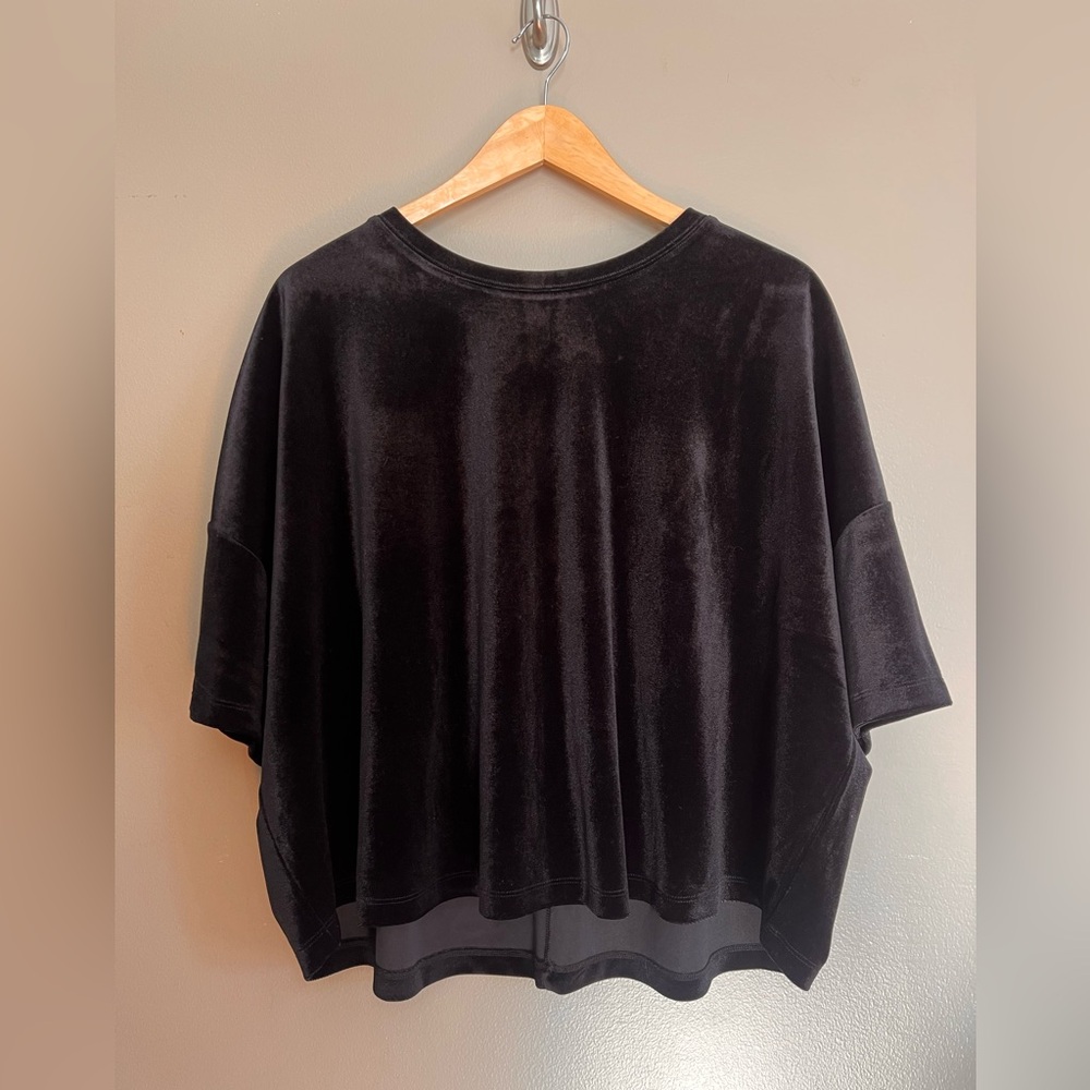 The White Company Black Velvet Short Sleeve Top